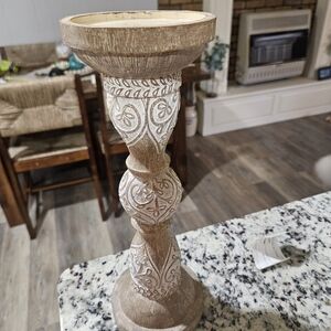 Hobby Lobby Tan and Cream Intricate Candle Holder
